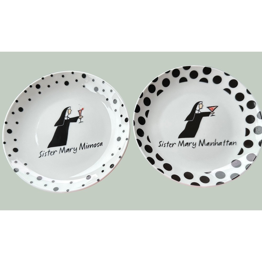 Santa Barbara Whimsy Jill Seale Sister Mary Mimosa Manhattan Plates Set of 2